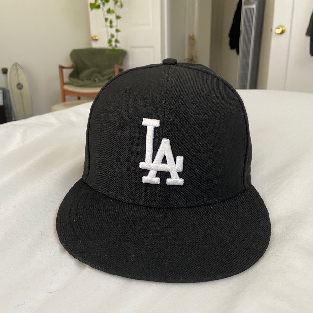 LA Dodgers New Era Fitted Black & White Hat